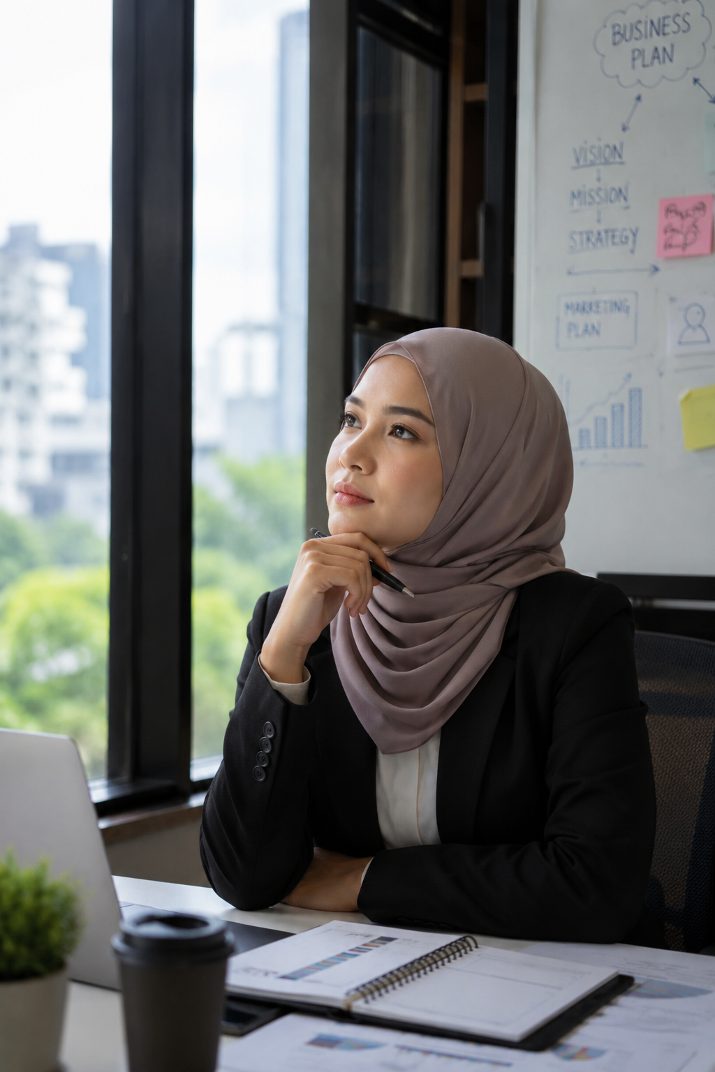 Malaysian founder at work in modern office